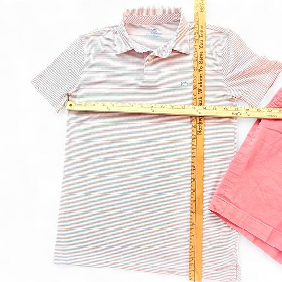 Southern Tide Boys Polo Shorts Outfit XL 28 Preppy CountryClub Coastal Pink Blue - Picture 9 of 10
